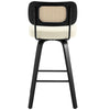 Moravia II bar stool, Beige Leather/Bar Height/Rattan Backrest