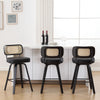 Moravia II bar stool, Black Leather/Counter Height/Rattan Backrest