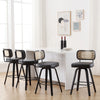 Moravia II bar stool, Black Leather/Counter Height/Rattan Backrest