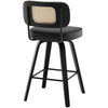 Moravia II bar stool, Black Leather/Counter Height/Rattan Backrest