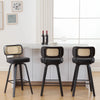 Moravia II bar stool, Black Hron Leather/Bar Height/Rattan Backrest