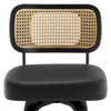 Moravia II bar stool, Black Hron Leather/Counter Height/Rattan Backrest