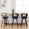 Moravia II bar stool, Black Hron Leather/Counter Height/Rattan Backrest