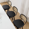 Moravia II bar stool, Black Hron Leather/Counter Height/Rattan Backrest