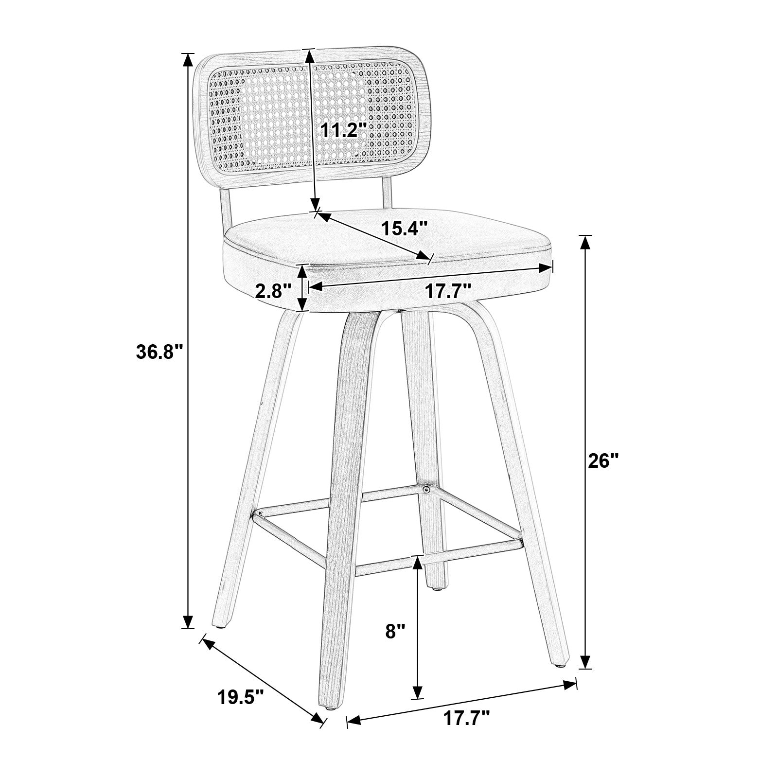 Moravia II bar stool counter height dimensions
