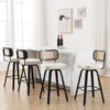 Moravia II bar stool, Cream Hron Leather/Bar Height/Rattan Backrest