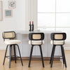 Moravia II bar stool, Cream Hron Leather/Bar Height/Rattan Backrest
