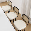 Moravia II bar stool, Cream Hron Leather/Bar Height/Rattan Backrest