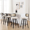 Moravia II bar stool, Cream Hron Leather/Counter Height/Rattan Backrest