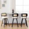 Moravia II bar stool, Cream Hron Leather/Counter Height/Rattan Backrest