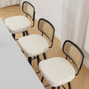 Moravia II bar stool, Cream Hron Leather/Counter Height/Rattan Backrest