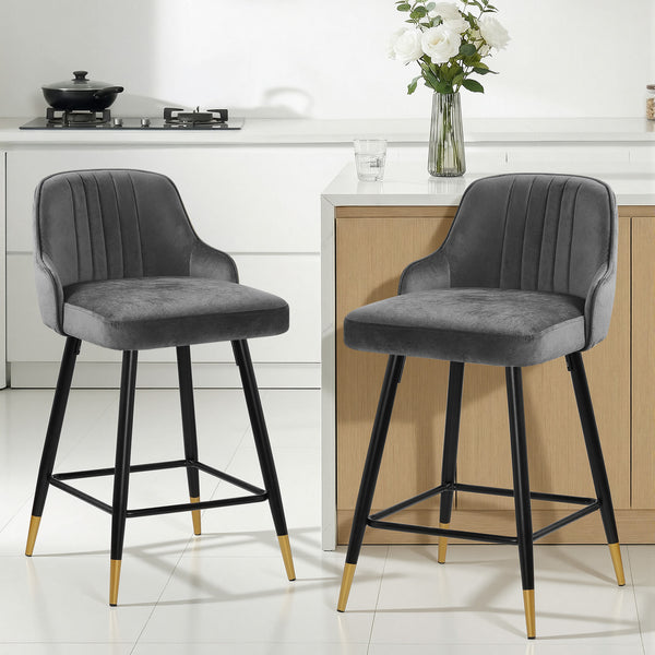 Musque bar stool, Gray Azal Velvet/Counter Height