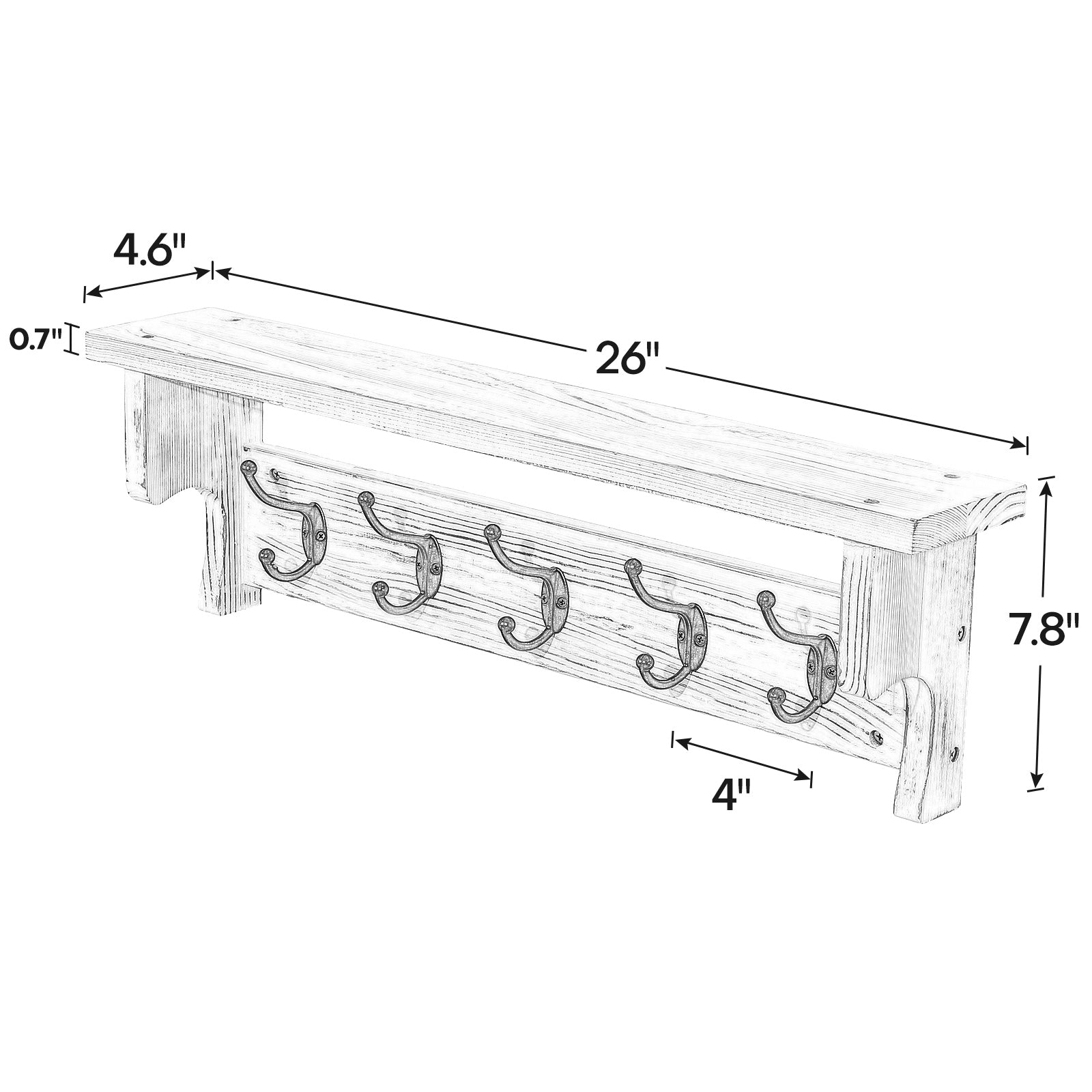 Muzta wall shelf 26 inch dimensions