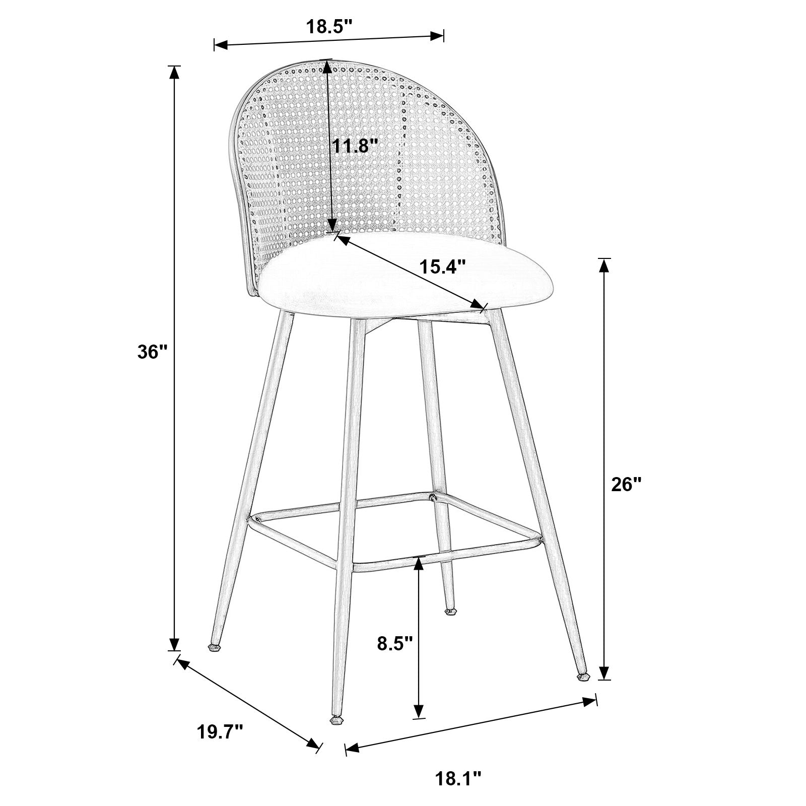 Nasareno bar stool 26 inch dimensions