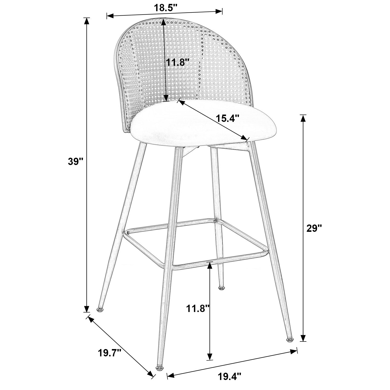 Nasareno bar stool 29 inch dimensions