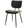 Oatmeal dining chair, Black Leather/Leather Backrest