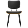 Oatmeal dining chair, Black Leather/Leather Backrest