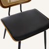 Oatmeal dining chair, Black Leather/Rattan Backrest