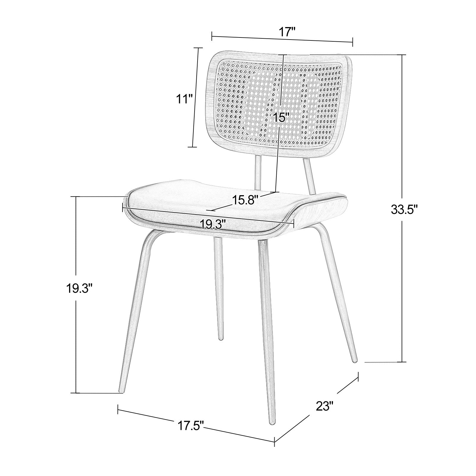 Oatmeal dining chair dimensions