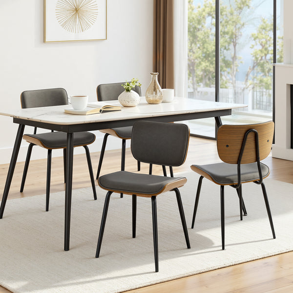 Oatmeal dining chair in Gray Hans Leather, Leather Backrest