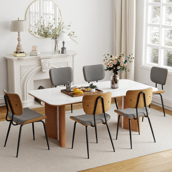 Oatmeal dining chair in Gray Hans Leather, Leather Backrest