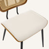 Oatmeal dining chair, White Leather/Rattan Backrest