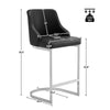 Renano bar stool with backrest, Black-Leather, 25 3/4"