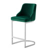 Renano bar stool with backrest, Green-Velvet, 25 3/4"