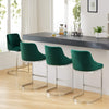 Renano bar stool with backrest, Green-Velvet, 25 3/4"