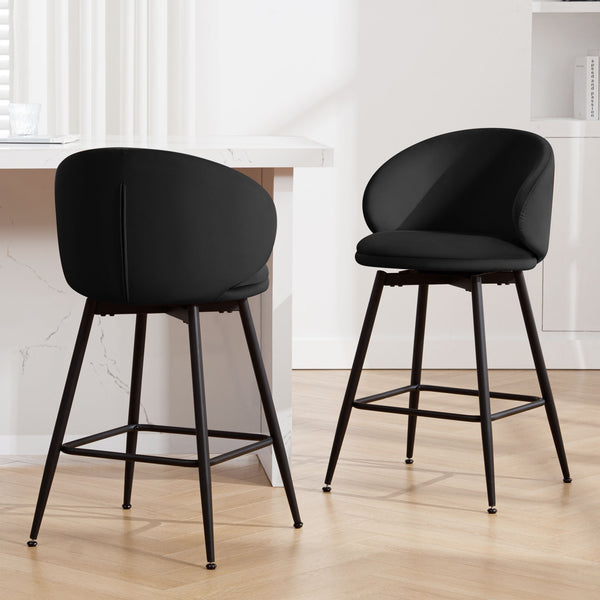 Ribolla Bar Stool in Black Naia Velvet, Counter Height