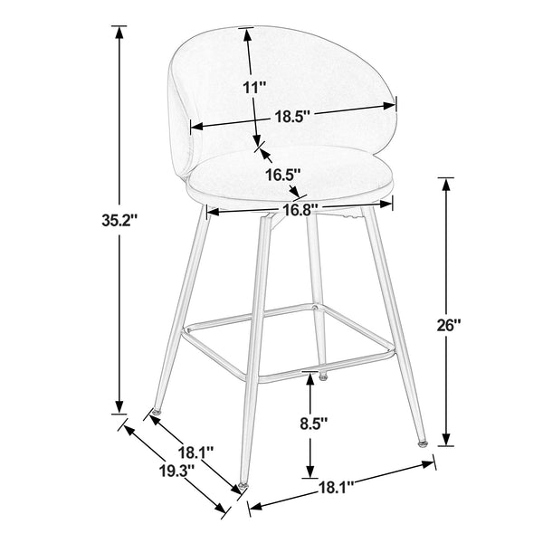 Ribolla bar stool counter height dimensions