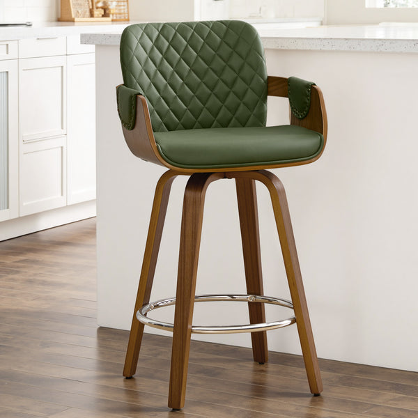 Rimava Counter Stool in Green Hans Leather