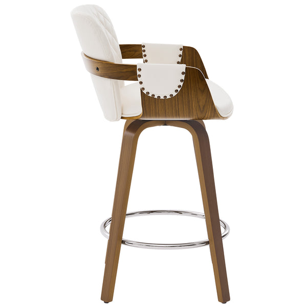Rimava Counter Stool in White Rebo Leather