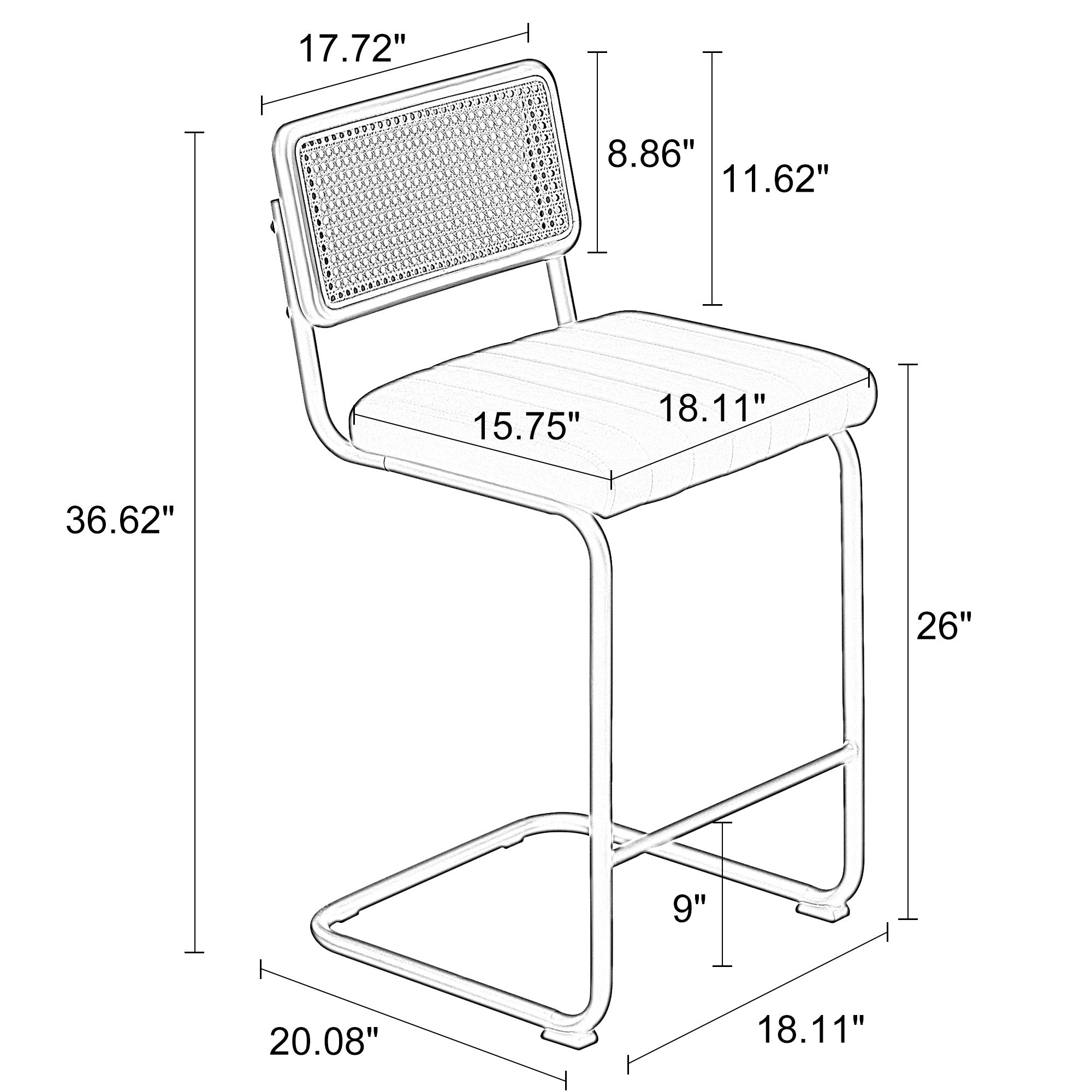 Rosada bar stool 26 inch dimensions