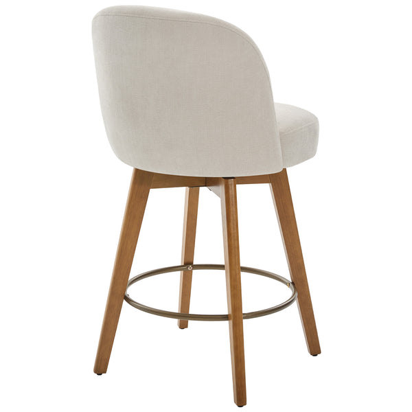 Roussi Swivel Counter Stool in Beige Rosa Fabric
