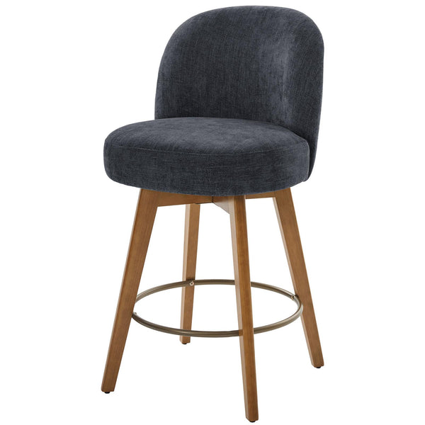 Roussi Swivel Counter Stool in Gray Rosa Fabric