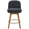 Roussi Swivel Counter Stool in Gray Rosa Fabric