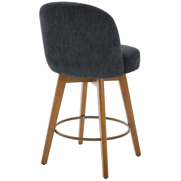 Roussi Swivel Counter Stool in Gray Rosa Fabric