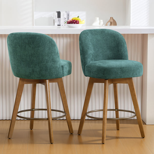 Roussi Swivel Counter Stool in Green Rosa Fabric