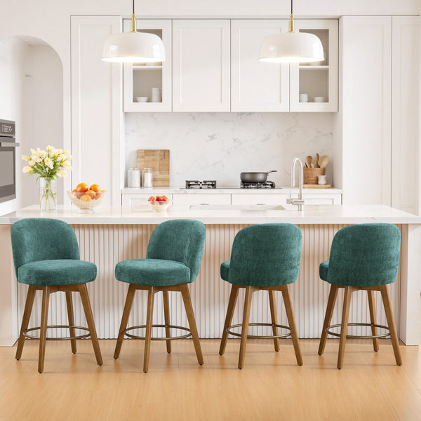 Roussi Swivel Counter Stool in Green Rosa Fabric