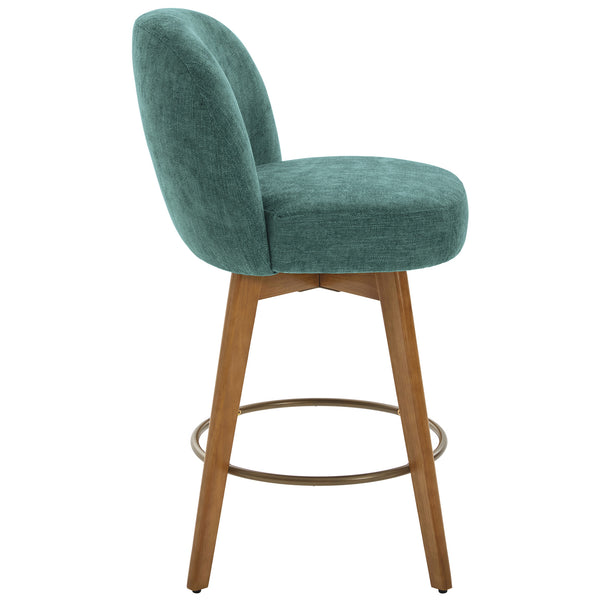 Roussi Swivel Counter Stool in Green Rosa Fabric