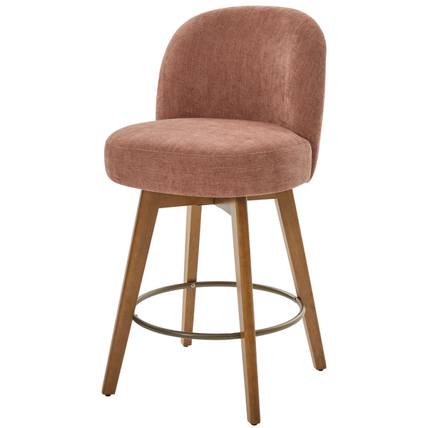 Roussi Swivel Counter Stool in Red Rosa Fabric