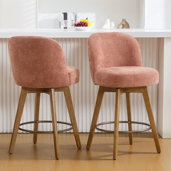 Roussi Swivel Counter Stool in Red Rosa Fabric
