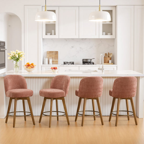 Roussi Swivel Counter Stool in Red Rosa Fabric