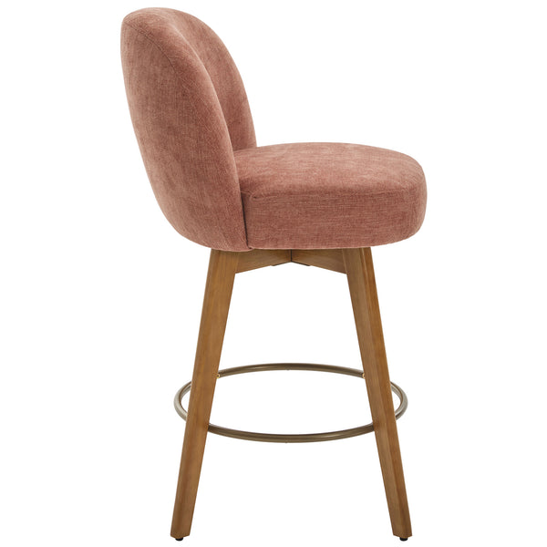 Roussi Swivel Counter Stool in Red Rosa Fabric