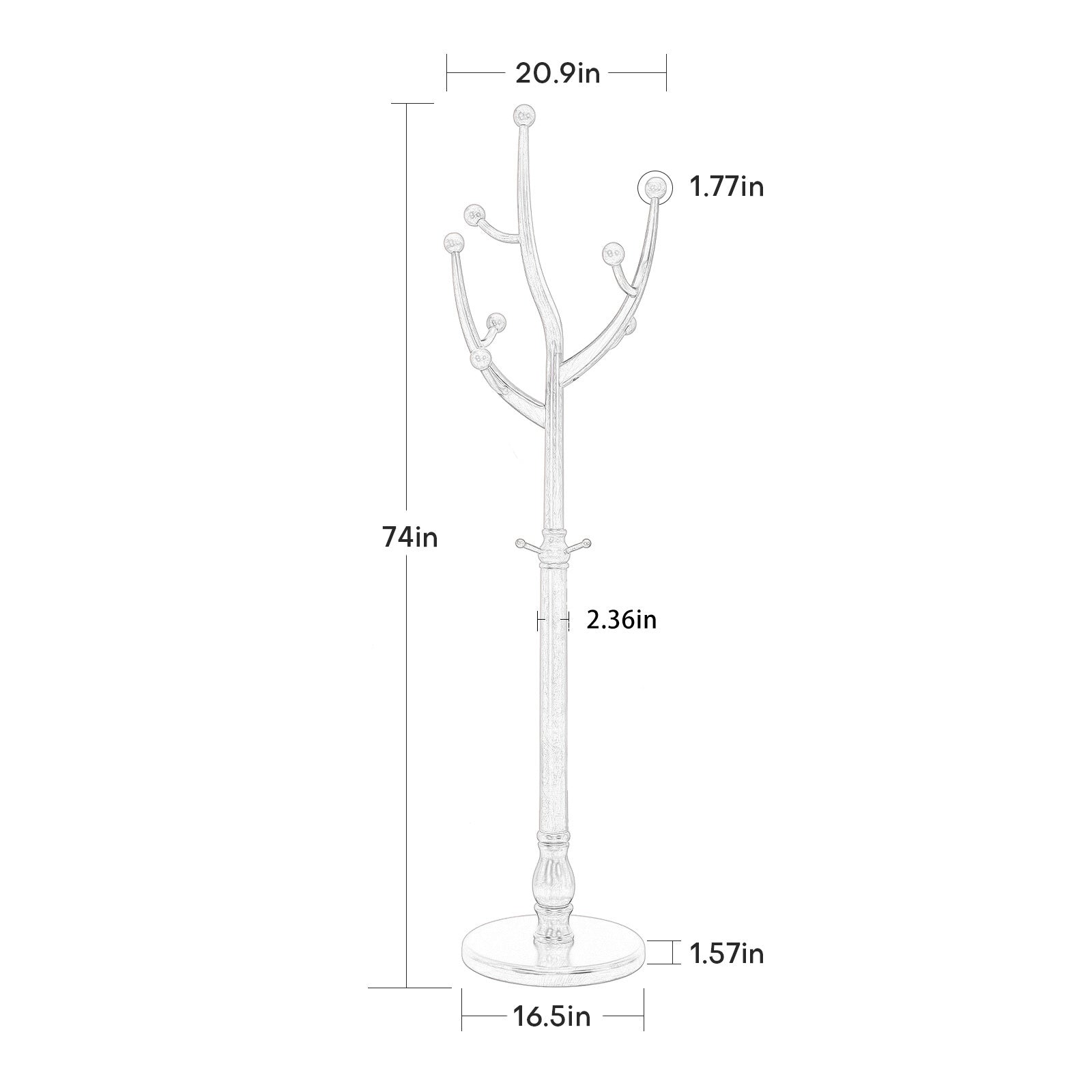 Skyang II coat rack dimensions