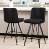 Tannat bar stool with backrest, Black-Leather, 26"