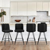 Tannat bar stool with backrest, Black-Leather, 26"