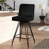 Tannat bar stool with backrest, Black-Velvet, 26"