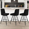 Tannat bar stool with backrest, Black-Velvet, 26"